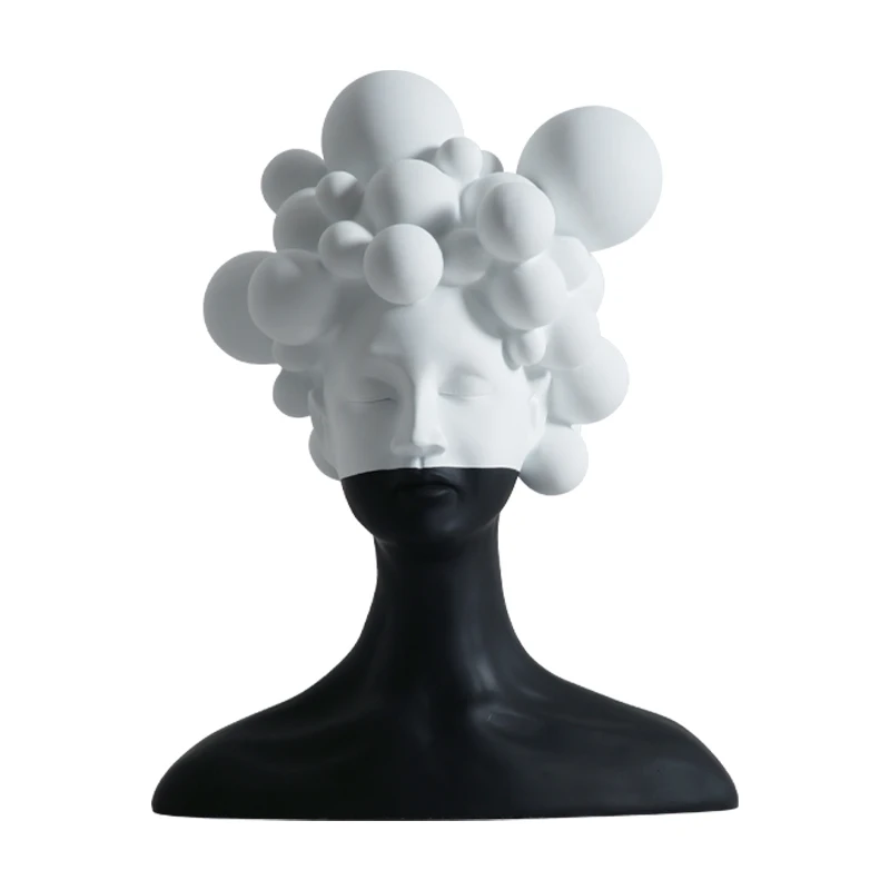 
Resin crafts short hair woman nordic style ornaments bust statue 