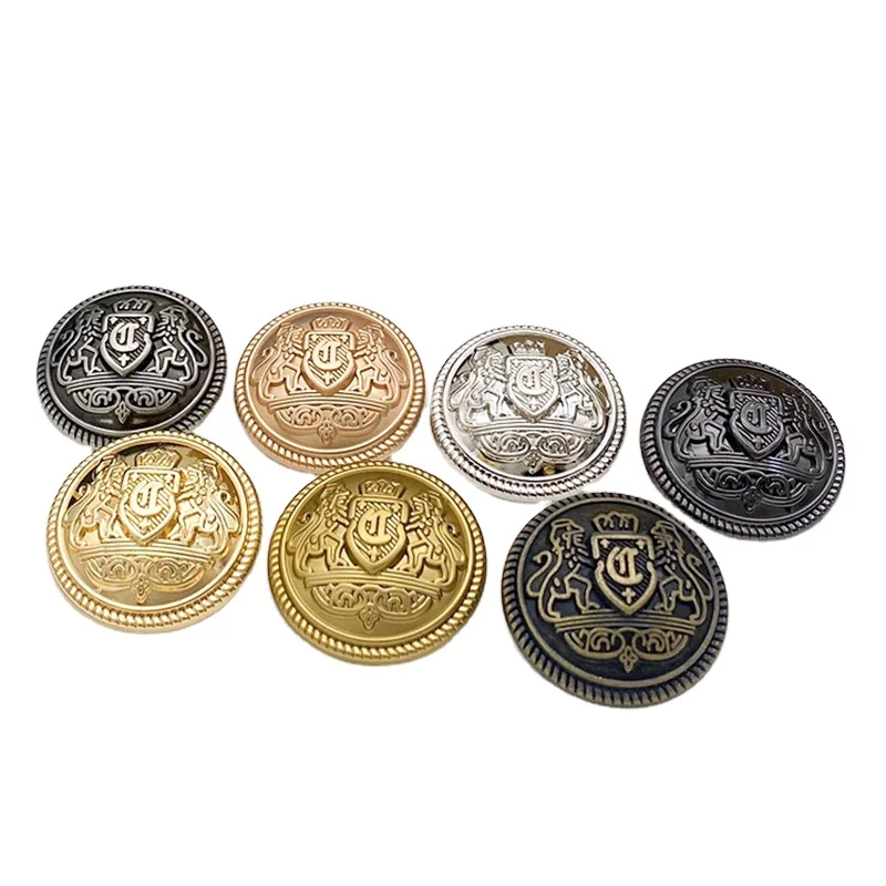 High quality crown Double lions Round Garment button for suit coats trench jackets Good plating hand-sewing  Alloy buttons