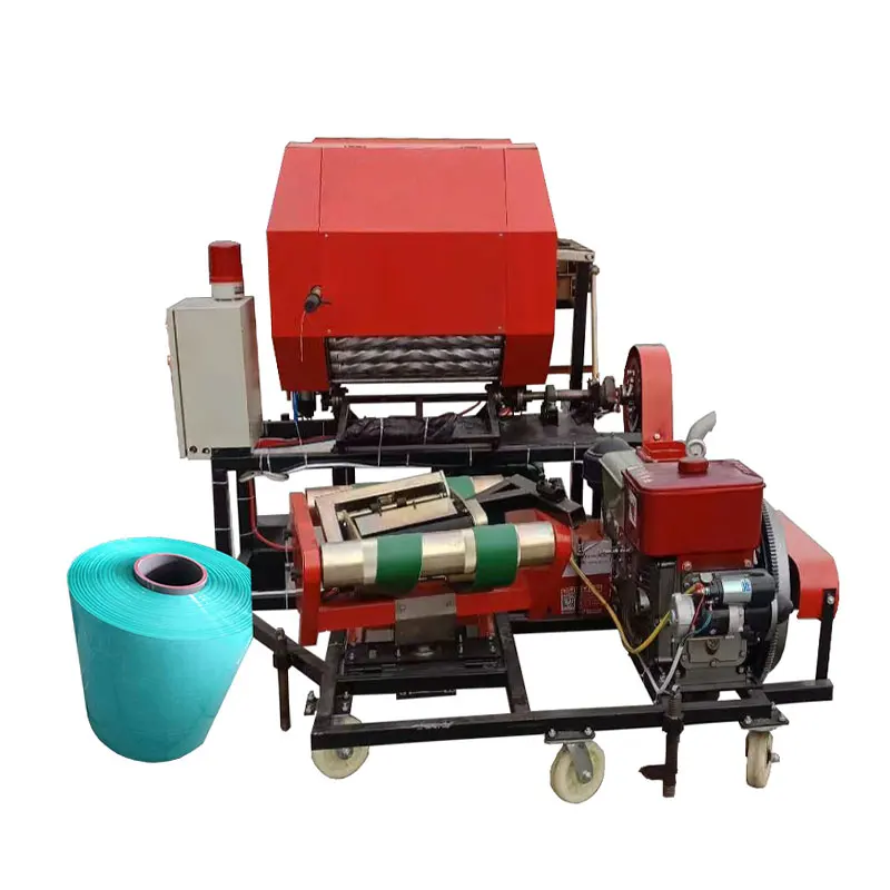 diesel engine grass shrink packaging wrapper machine mini hay silage wrapping press  and baler for sale