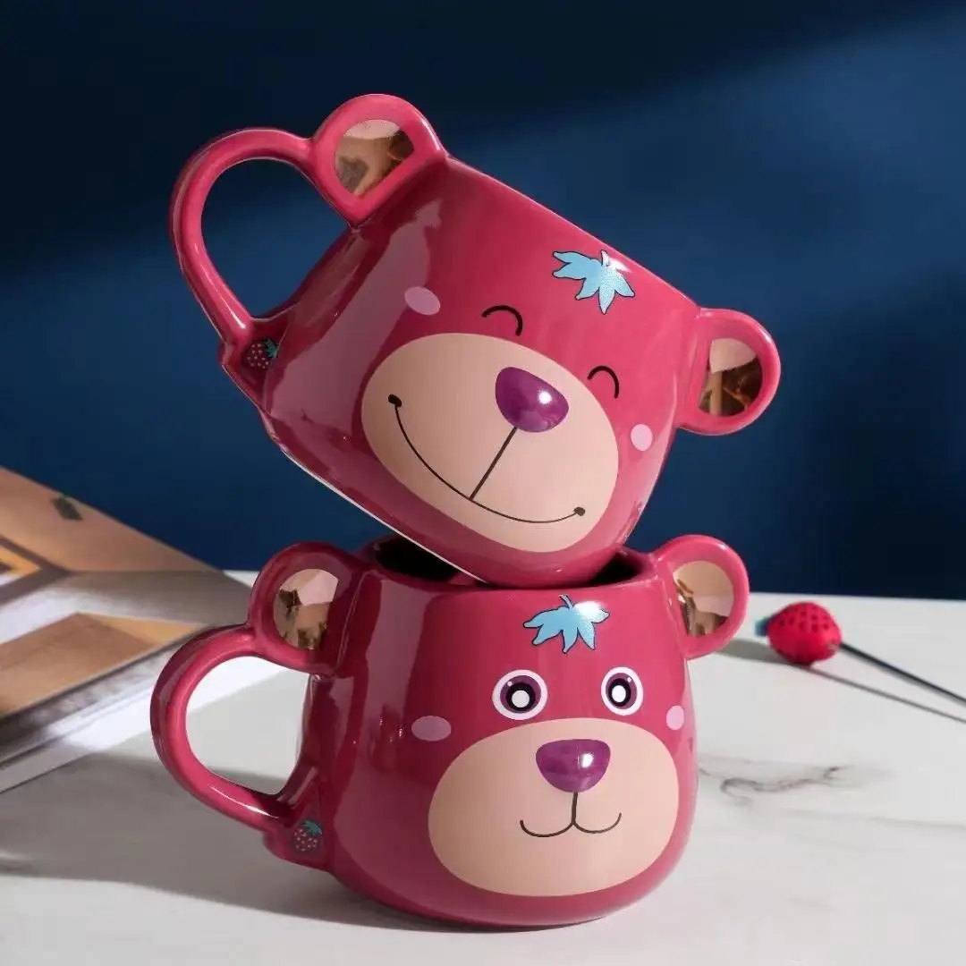 Strawberry Bear Ceramic Cup Cartoon mug Children Cute Girls Cute Ceramic Cup Gift Cup Wholesale