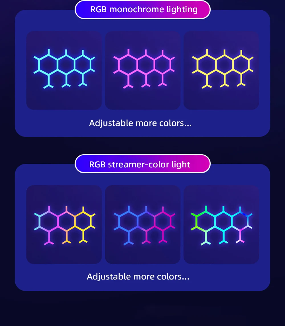 Smart home indoor lighting RGB Symphony Quantum Triangular Splicing led Decoration Strip night light Wall lamps
