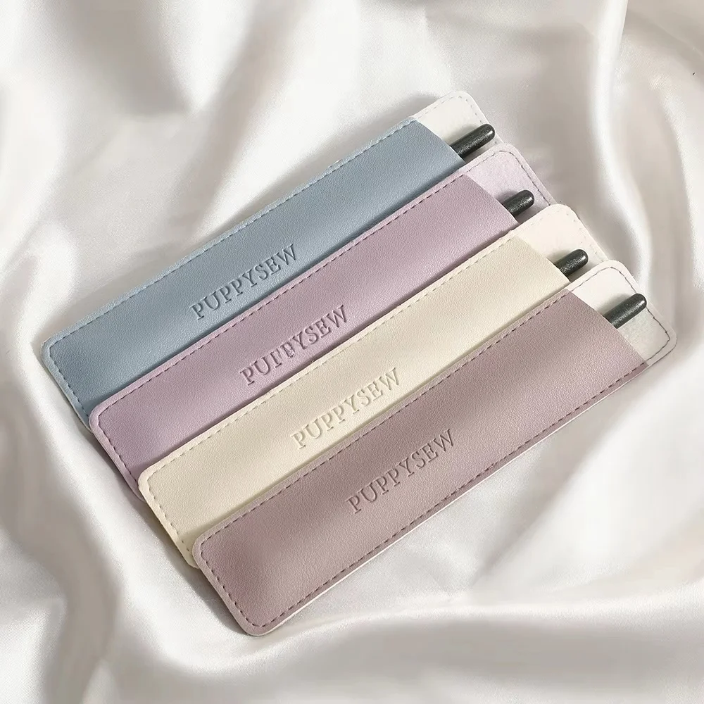 PU Leather Pen Protection Cover Holder Soft Eyebrow Pencil Case Pen Pouch Bag Stationery Office School Supplies Gift With Logo