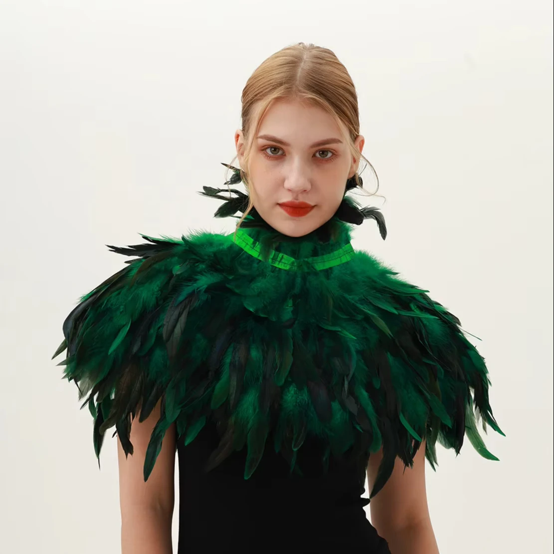 Feather Cloak Dressing Role Play Gothic Feather Adjust Performance Feather Cosplay Carnival Rave Party Costume