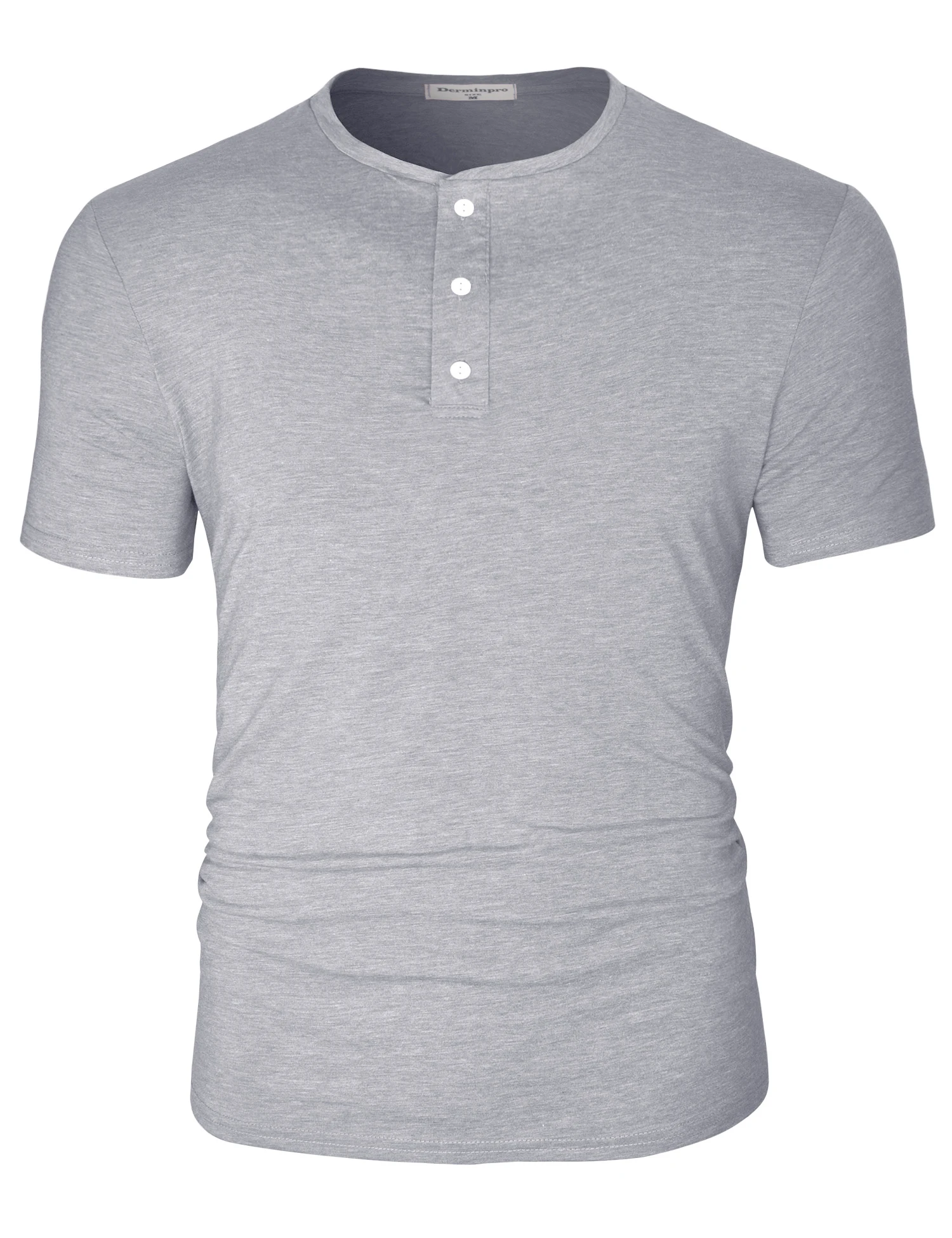 Low MOQ Wholesale Clothing Men Solid Color White Henley T Shirt