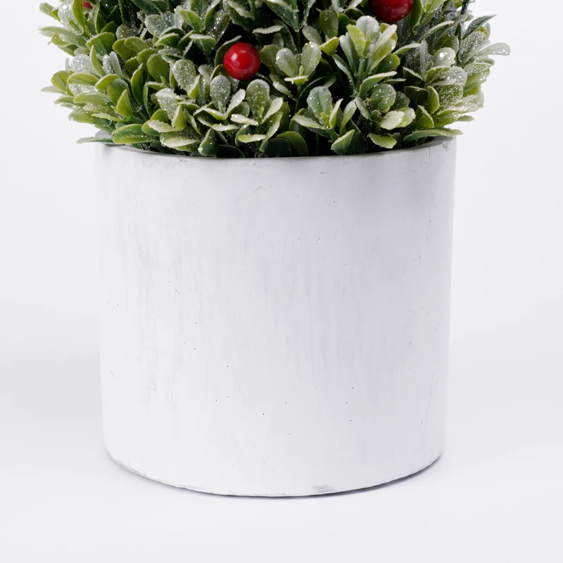 
Artificial Trees New Year Green xmas trees with Snow 57CM Faux PLASTIC GRASS & FRUITS WITH CONCRETE POT 
