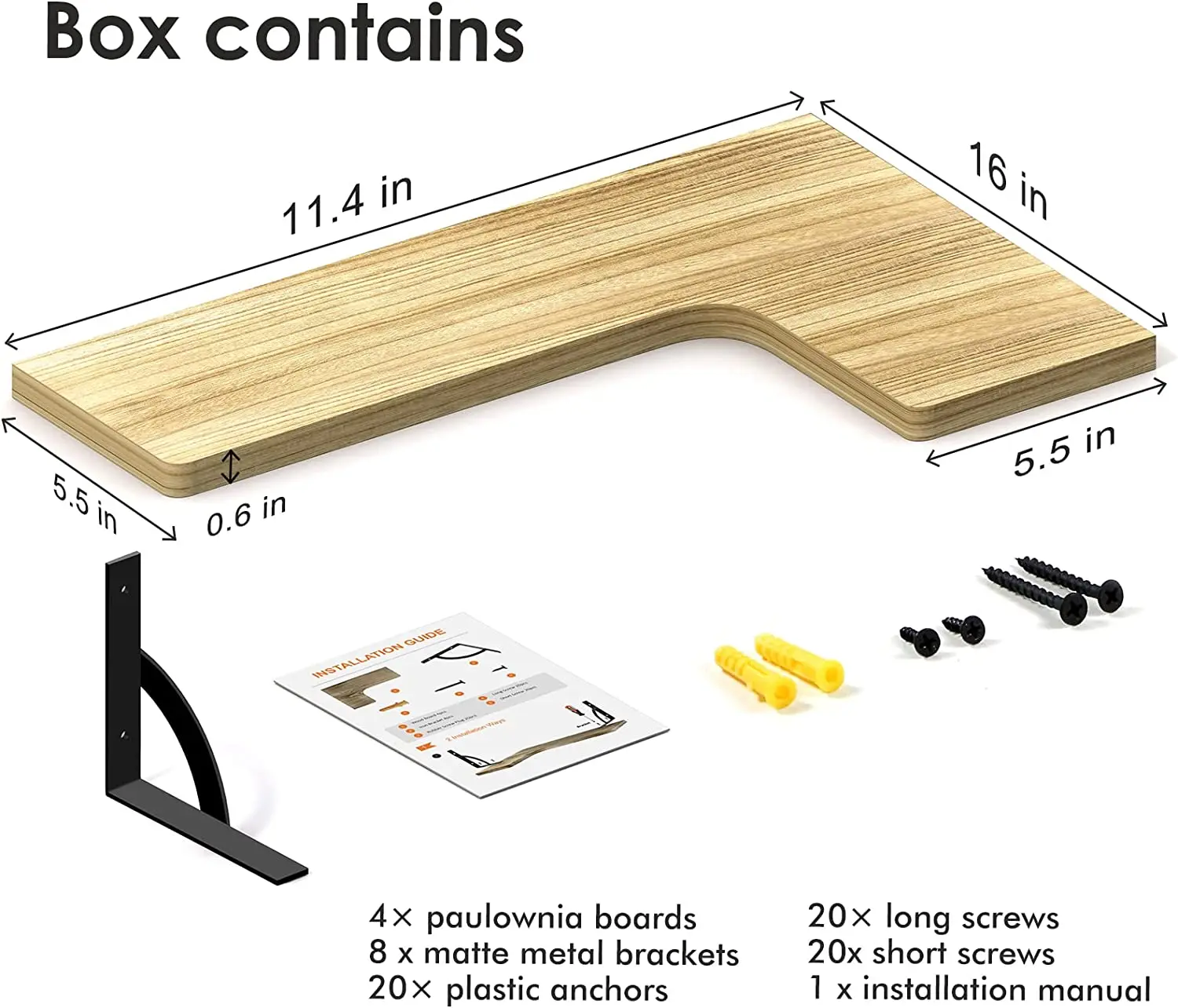 Corner floating shelf wall mounted 4-piece set, wooden wall frame suitable for living room bedroom bathroom kitchen decoration