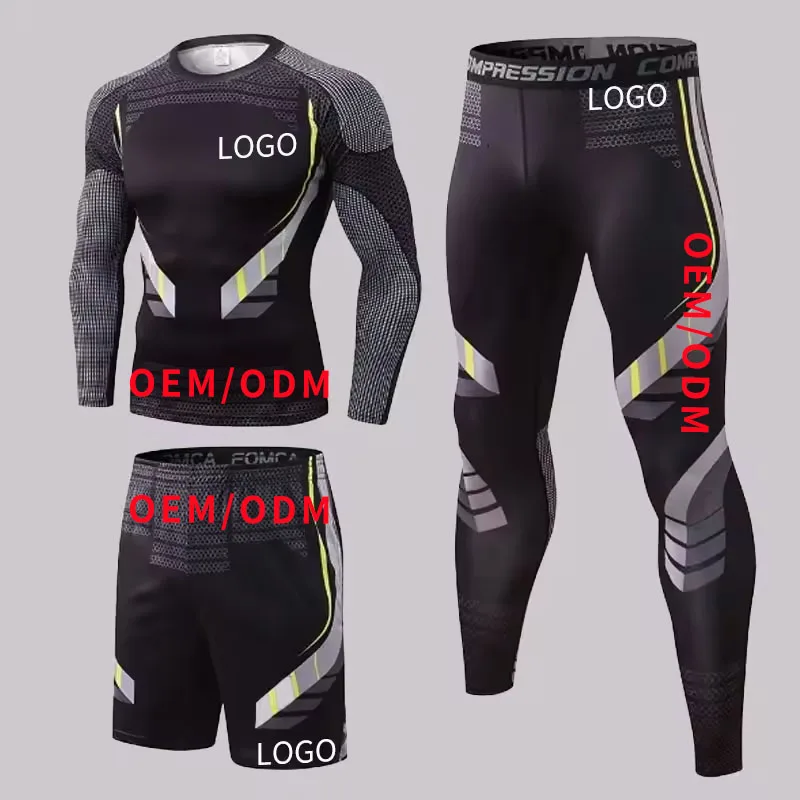 3 piece sets Compression Suits Men Quick Dry set Clothes Sport Running jogging Gym work out Fitness Tracksuit sweatsuit