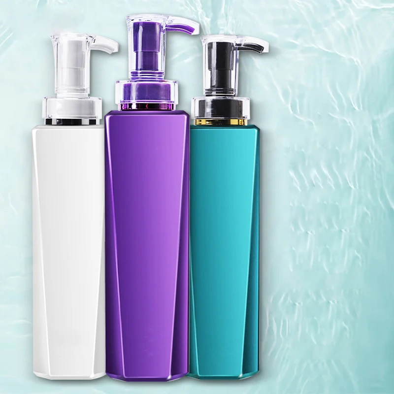 Manufacturer customized beveled high-grade pet 500mi press shower gel shampoo bottle