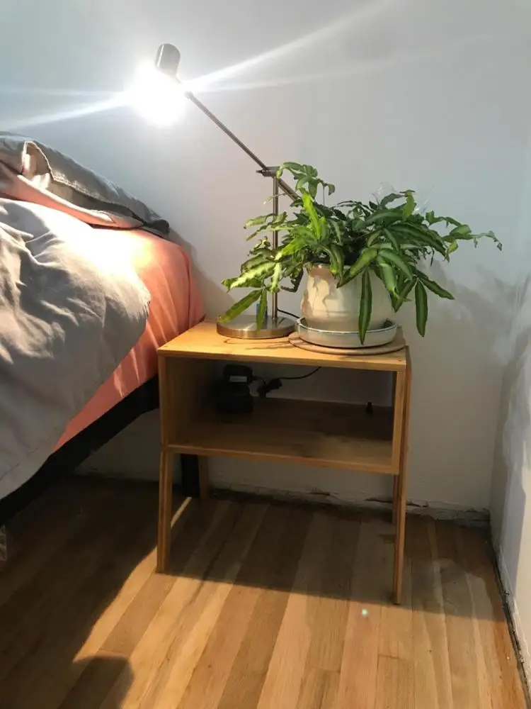  Set of 2 Luxury wooden stackable end table side nightstand bamboo