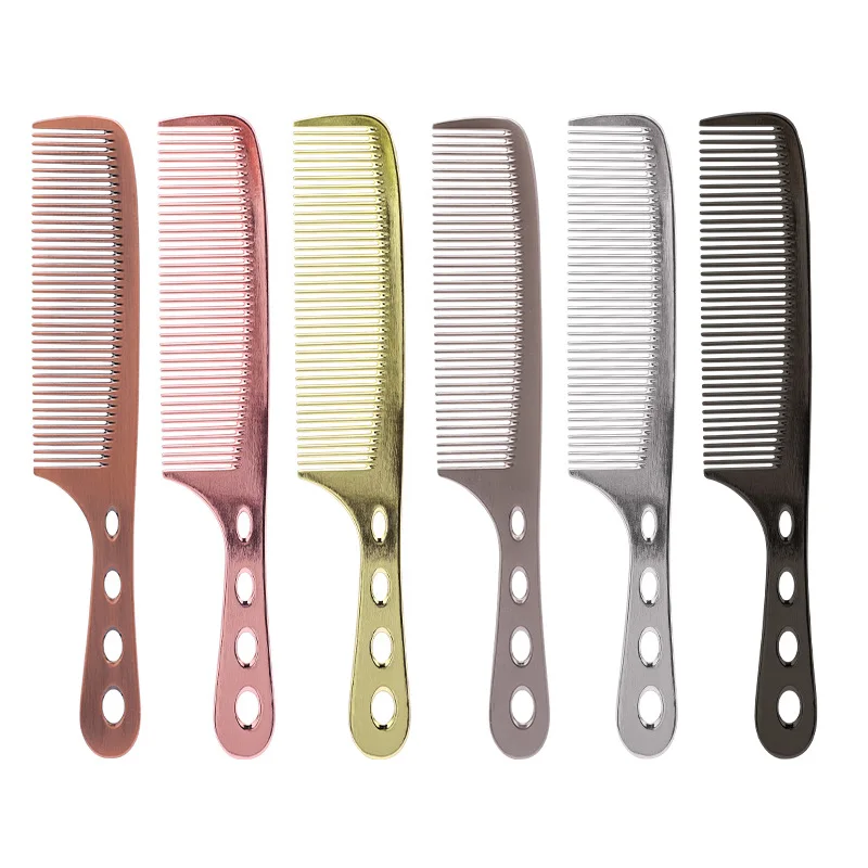 professional Stainless Steel Comb Space Aluminum Haircutting comb Long Handle Hair Comb detangling Hair Brush for home&salon