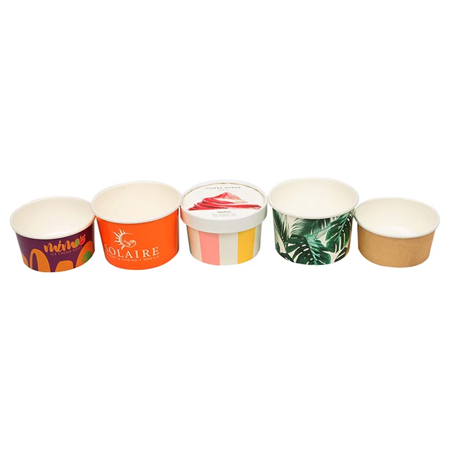 
custom print biodegradable disposable ice cream paper cup 
