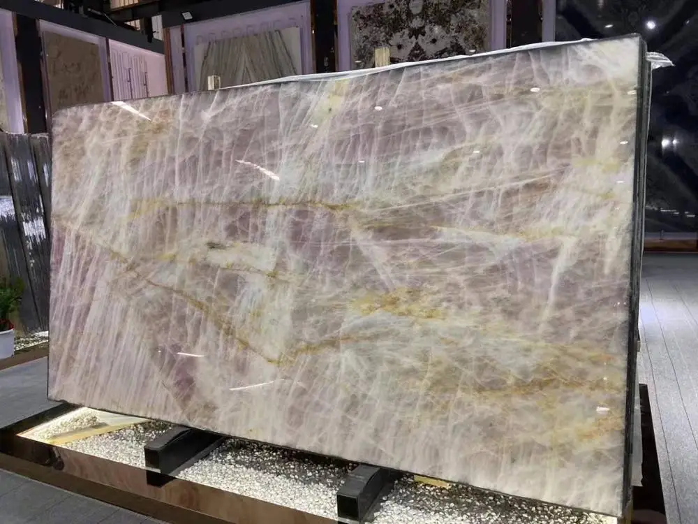 Natural Pink Quartzite Slabs New Shades Decorate Pink Dream Girl Marble Onyx  For  Indoor Wall  Floor Tiles