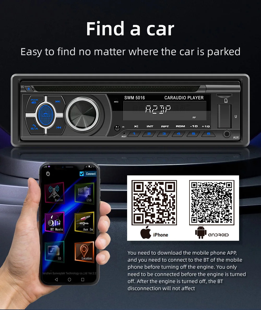 Updated version high power 7 colors button changing car radio 1 din car mp3 player audio stereo head unit car