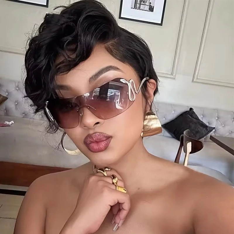 NWOGLSS 3559 luxury Snake Decoration Y2K Women Fashion Shades Sunglasses 2024