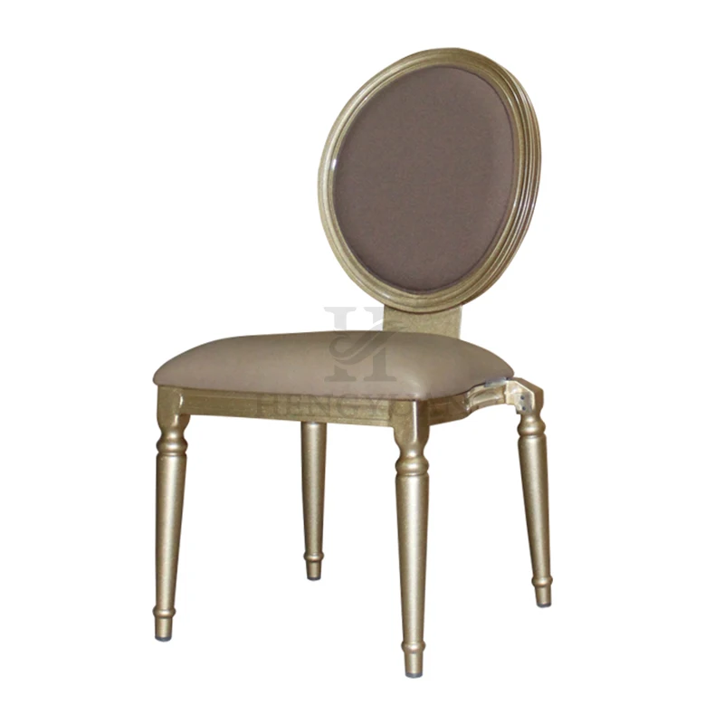 Customized Color Wood Grain Stackable Weeding Dining Banquet Aluminium Louis Chair