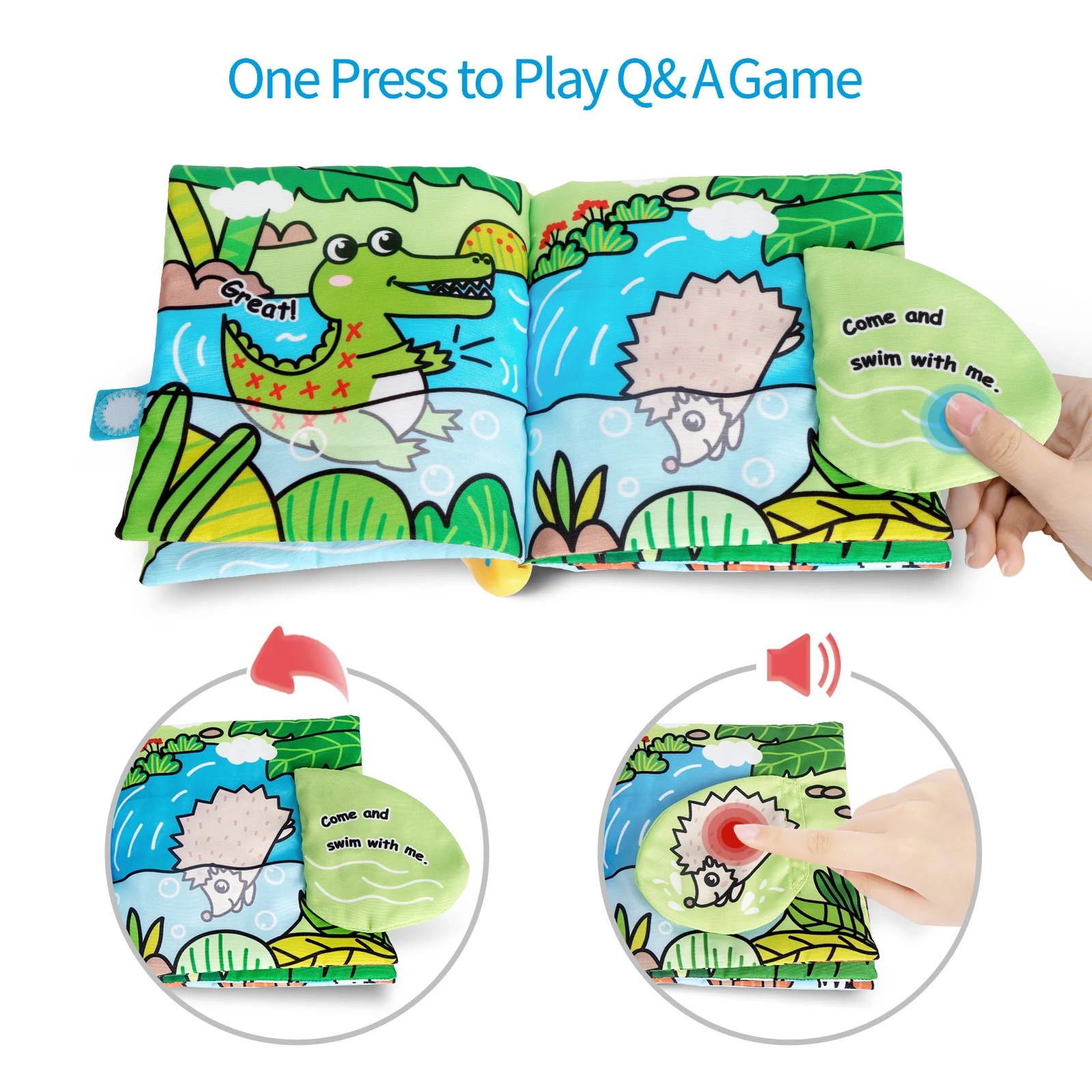 Музыкальная книга Jollybaby peekapoo роскошный подарок для детей подвесная с животными и звуковыми кнопками музыкальной тканью раннего развития