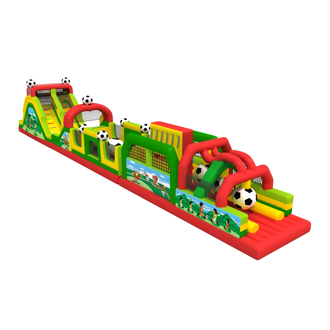 
New design Inflatable Football Obstacle Course with bouncy slide for outdoor event 