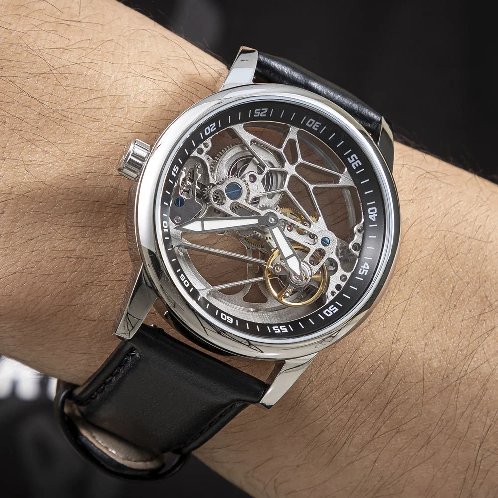 Пользовательские высокое качество скелет запястье Reloj Transparente Роскошные Пластиковые механические часы с бриллиантами для мужчин