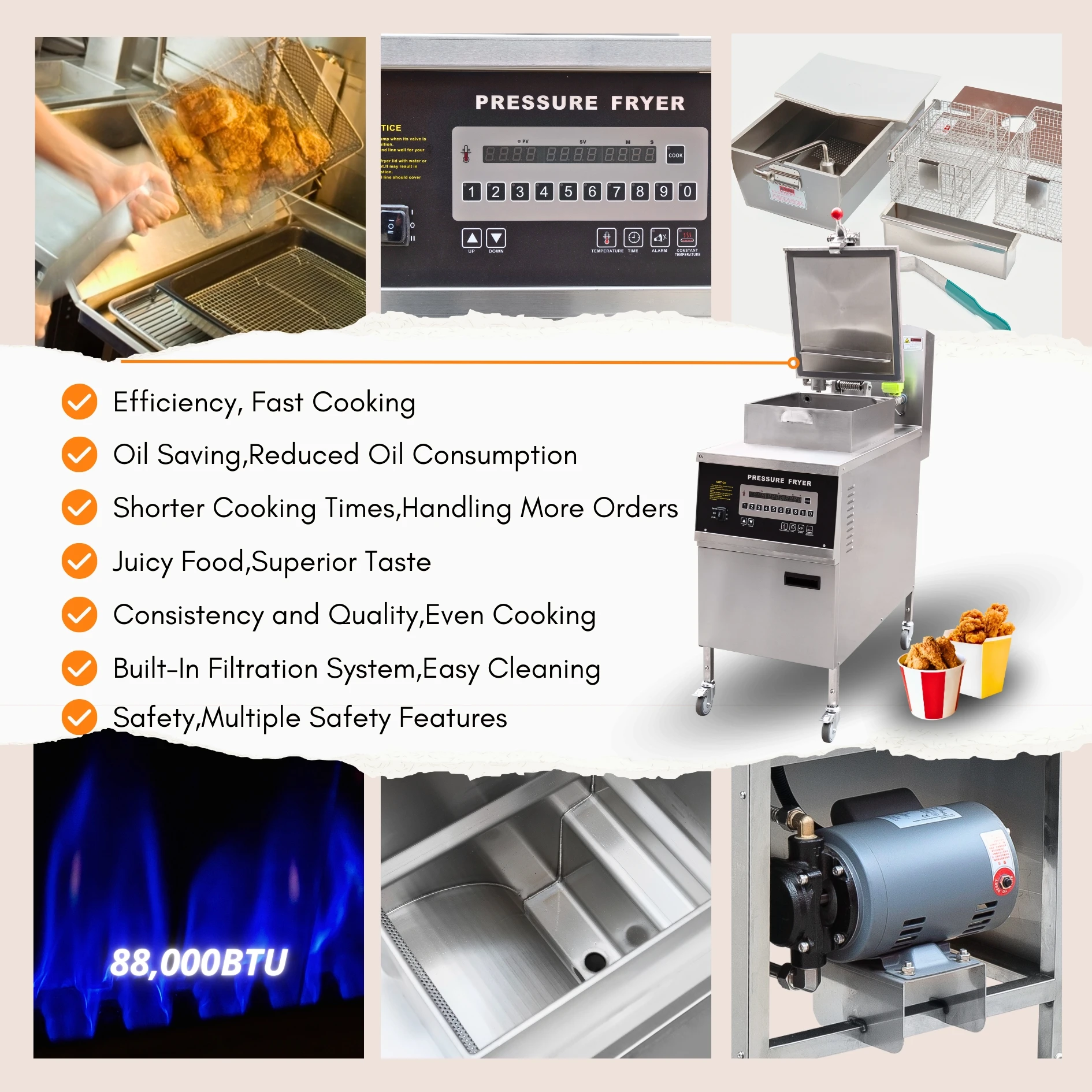 Superior Broaster Chicken Henny Penny Pressure Fryer KFC Pressure Fryer Broasted Chicken Machine