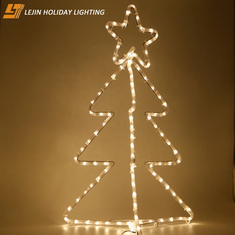 LED Sculpture Rope 3d Christmas Star Tree Motif Light For Indoor And Outdoor Decoration