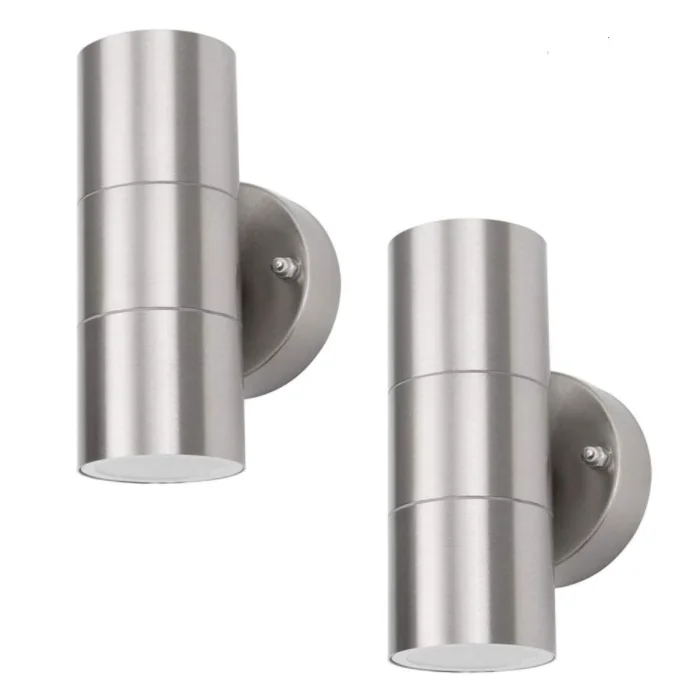 Landscape polish stainless steel ip44 2*gu10 35w garden outdoor lighting silver up and down