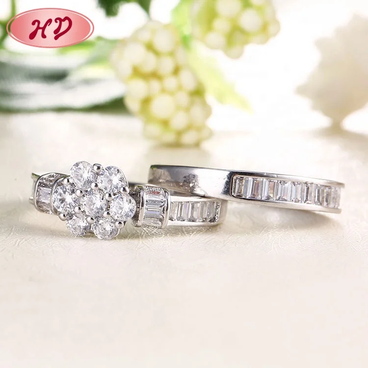 Fancy Titanium Couple Wedding Cross Finger Rings For Lady Cz Zircon