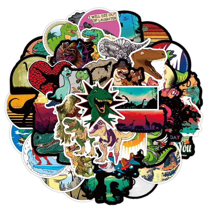V-50pcs Series of dinosaur tyrannosaurus rex graffiti stickers for trunk mobile computer waterproof