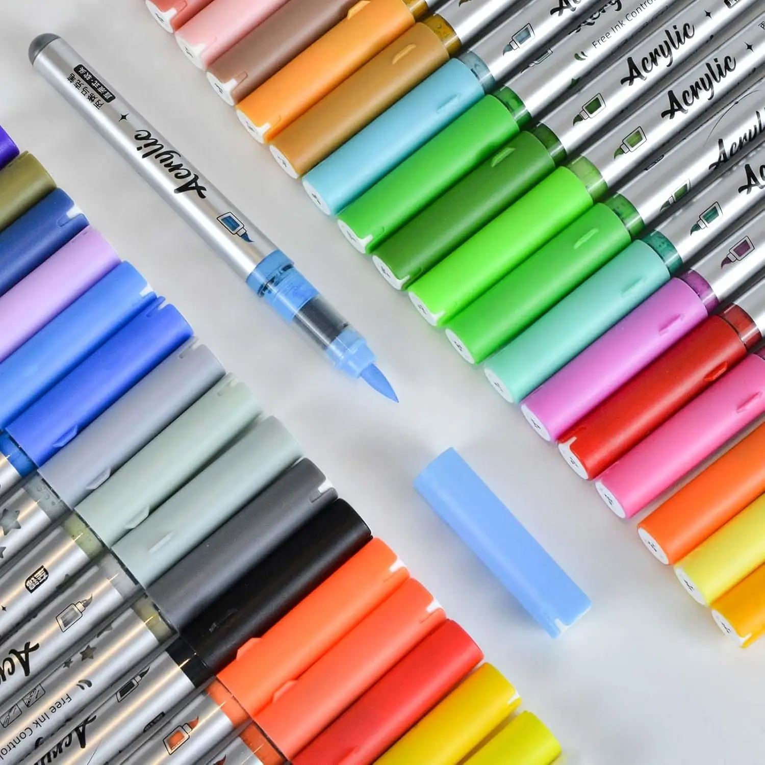 36 Colors Acrylic Paint Marker Pens, Non-pumping Acrylic Paint Brush Markers Acrylic Paint Markers for Rock Painting, Wood