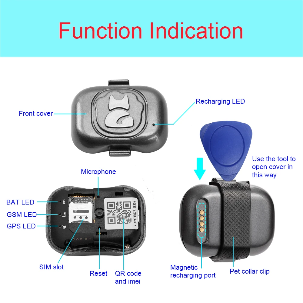 Free collar+APP real time pet dog cat GPS tracker G16 anti-lost waterproof animal mini GPS tracking device