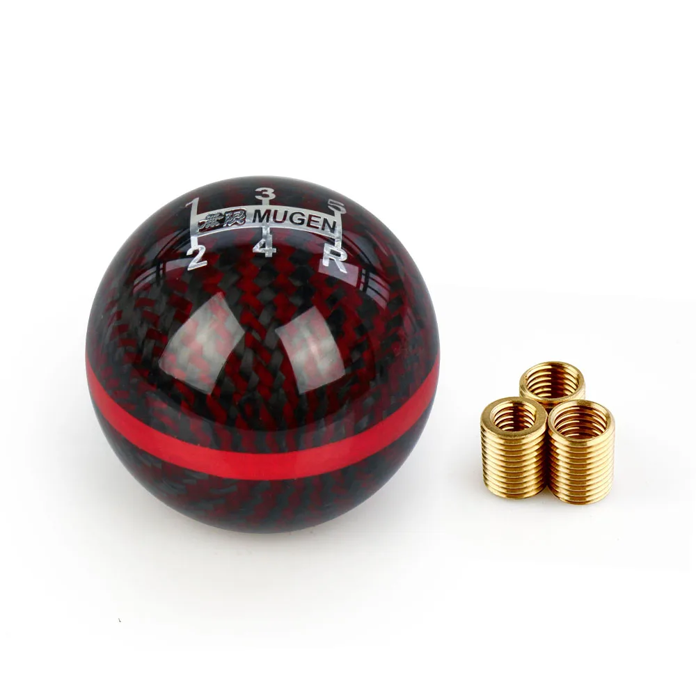 High Quality  Universal Manual Colored Gear 5 Speed Racing Car Aluminum  Alloy Ball Shape JDM Real Carbon Fiber Shift Knob