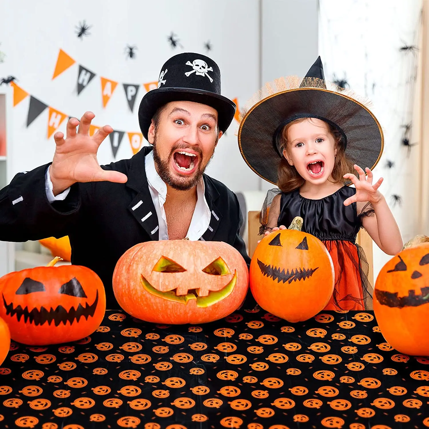 Easy Care Tablecloth for Dinners & Parties Halloween Twinkle Spider Web Table Cloth