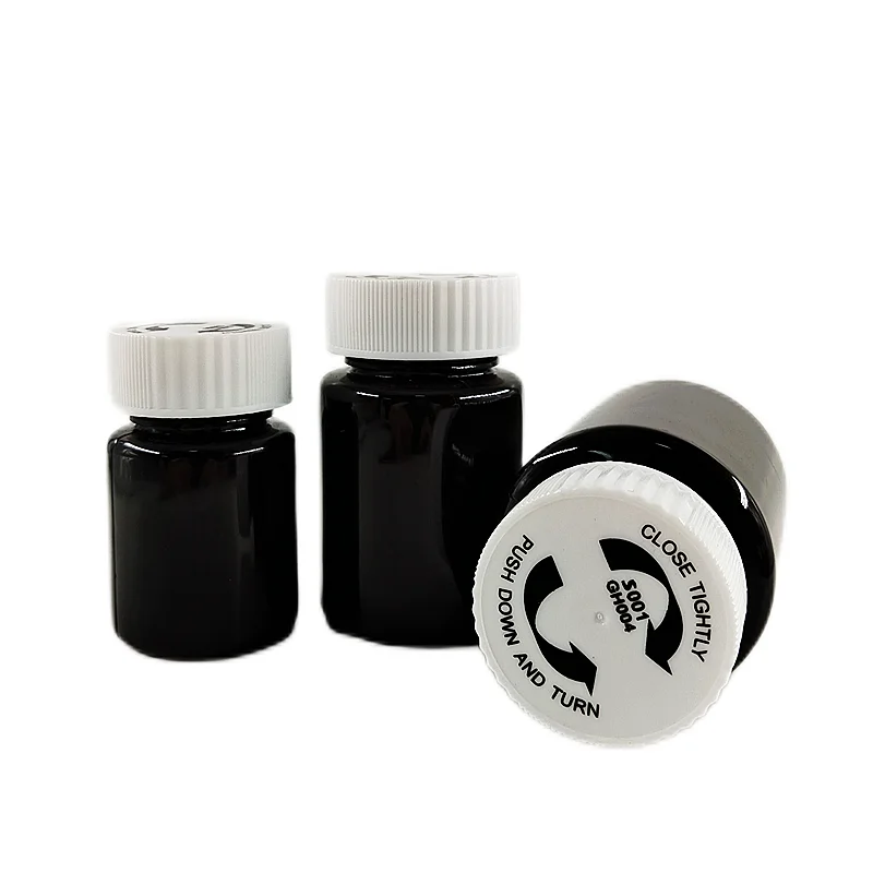 Bottle With Screw Cap Pharmacy Bottle Plastic Packaging  Amber Pharmacy Bottle