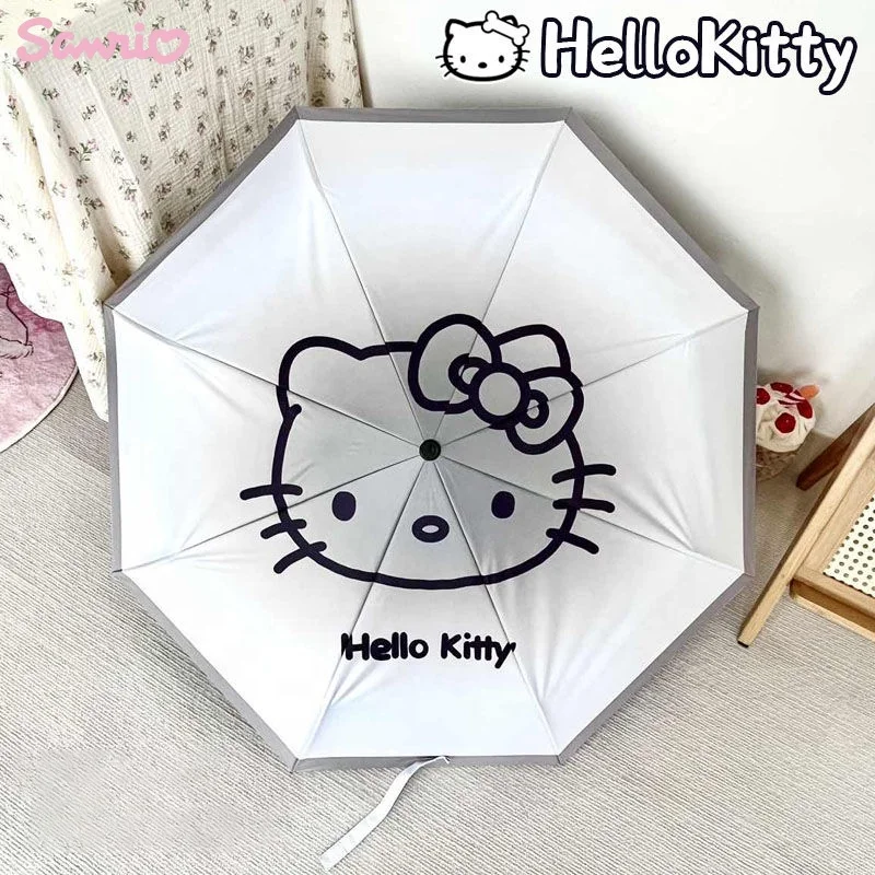 Kawaii Sanrio Kitty Зонт портативный от дождя и блеска автоматический складной зонт с мультяшным рисунком для девочек подарок