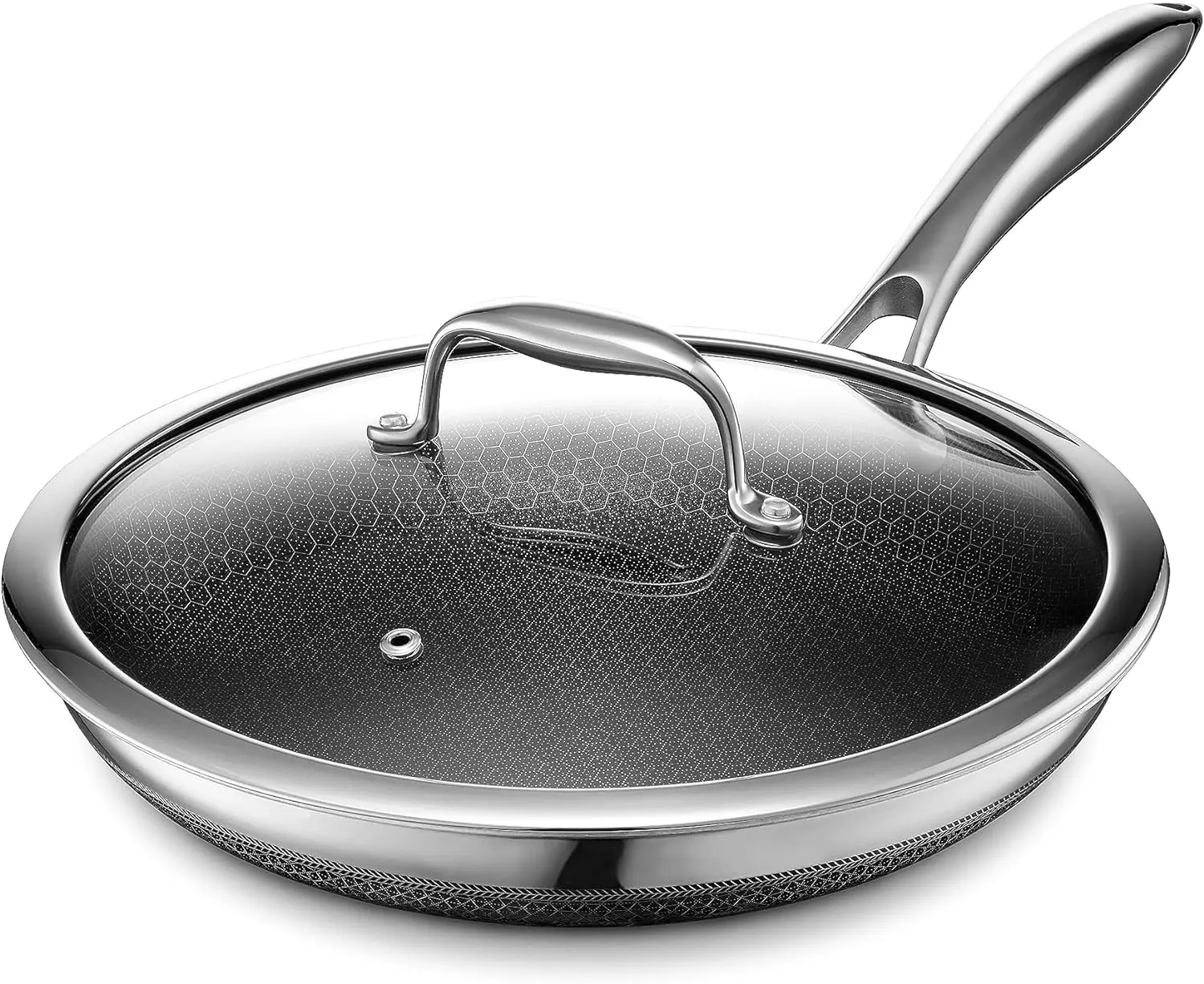 Nonstick 10-Inch Fry Pan with Tempered Glass Lid, Stay-Cool Handle, Dishwasher and Oven Safe