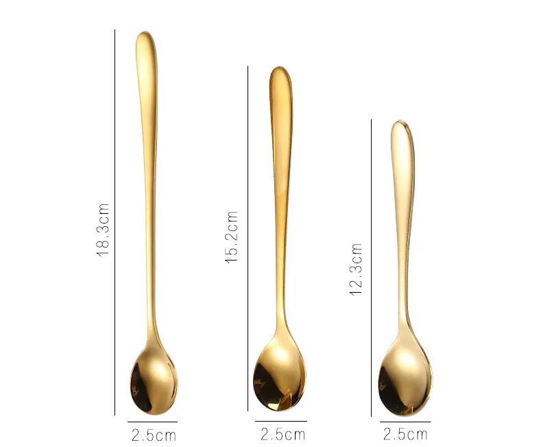 Customized Stainless Steel Rainbow Long Handle Coffee Spoon Dessert Spoon Cocktail Titanium Metal Spoon