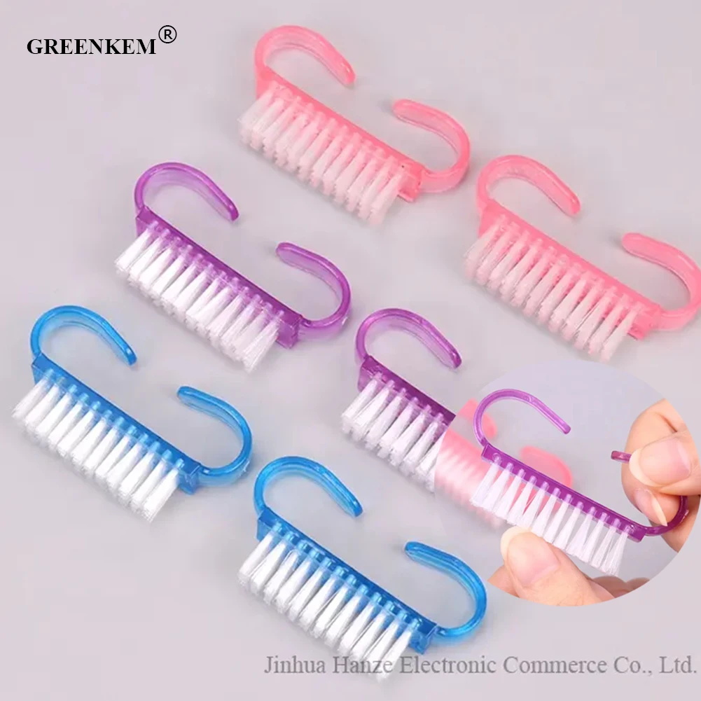 Hot Sale Pink Cleansing Pedicure Manicure Cleaning Cleaner Fingernail Nails Dust Brushes Handle Grip Nail Brush
