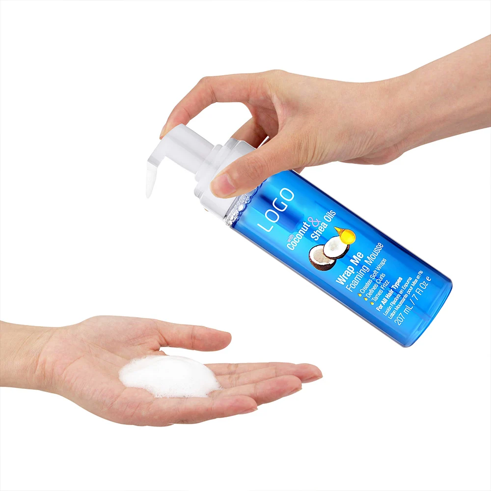 Hot Sale 207mL Best Natural Coconut Oil Curly Hair Mousse Foam Fast Dry Hair Hold Anti-Frizz Styling Mousse Foam