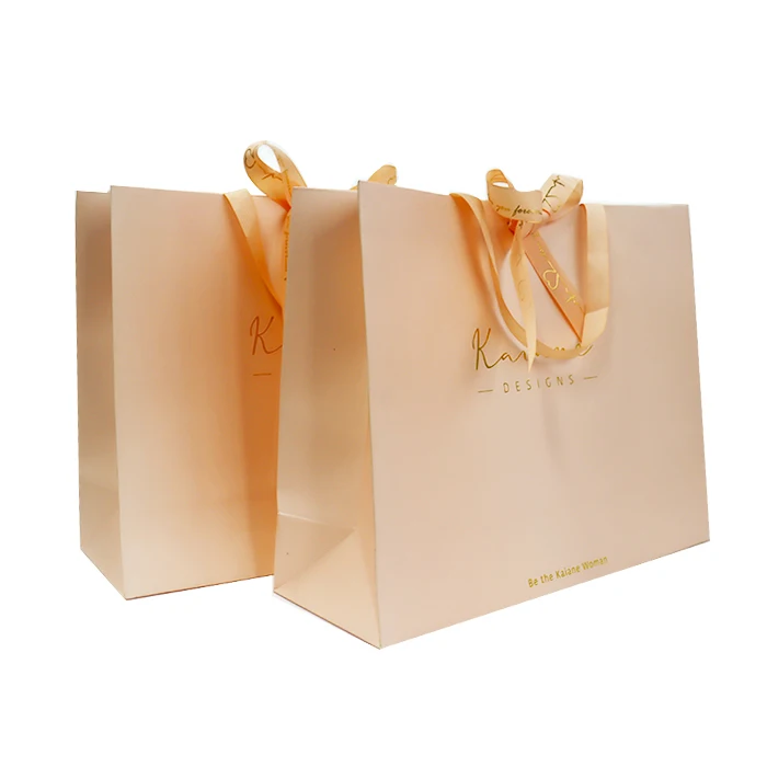 custom luxury gift clothes scarf  shopping paper bag white gold foil craft white boutique paper bag