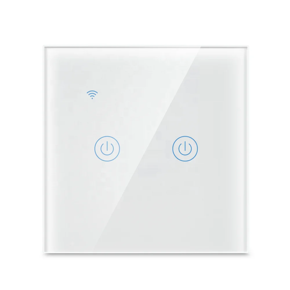 Best quality EU Standard AC 100V-240V 2 gangs Timing Voice Control Smart Wall Touch Panel WiFi wall touch switch mobile control