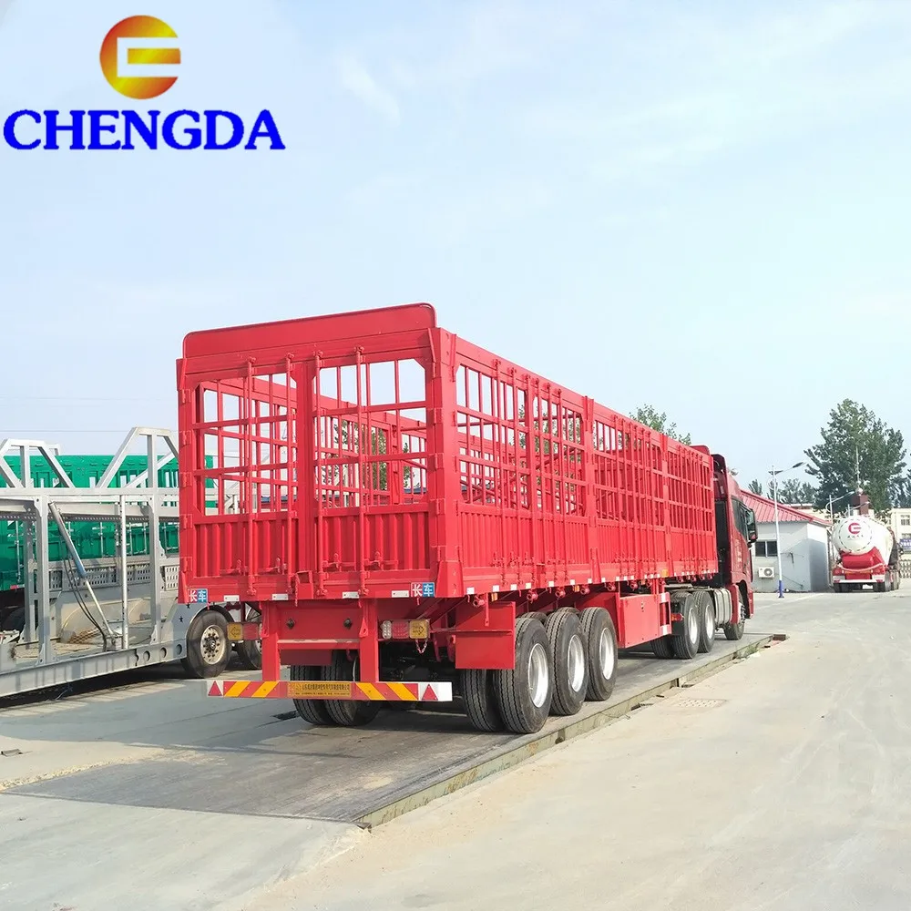 China Used Fence Semi 50 80 Ton Cattle Livestock Cargo Truck Trailer
