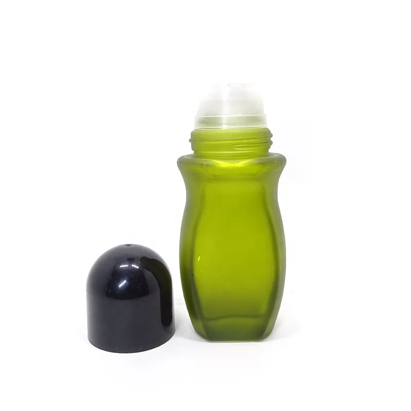 green frosted glass essential oil bottle 30 ml 50 ml empty oblate gourd glass roller on bottles