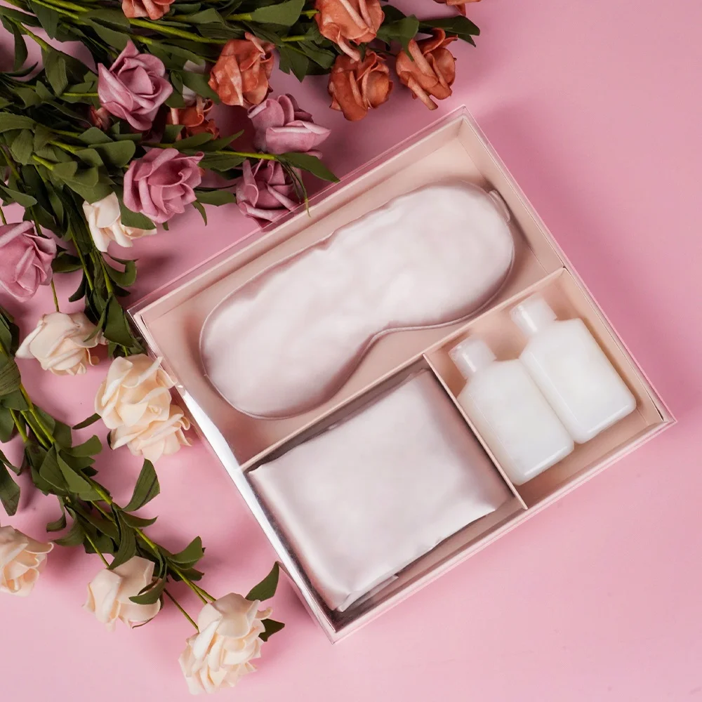 Non-toxic Blissy Custom Gift Set 100% Mulberry Silk Pillowcase And Eye Mask