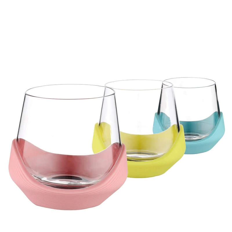 Hot sale wine glass cup bulk glass coffee mug with silicone sleeve