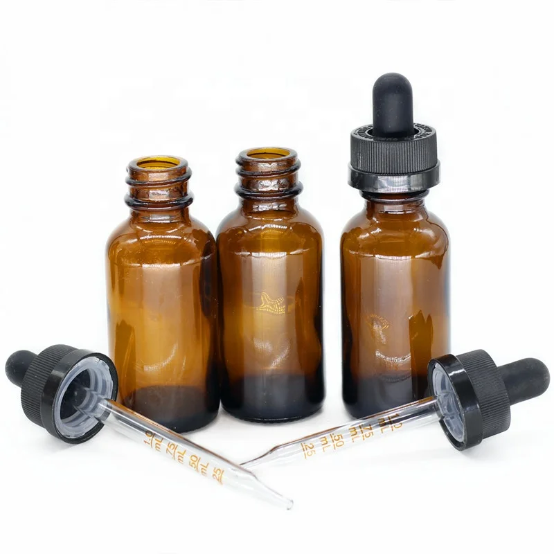 
Wholesale amber 1 oz 30 ml boston round glass bottle with childproof glass dropper 20mm 