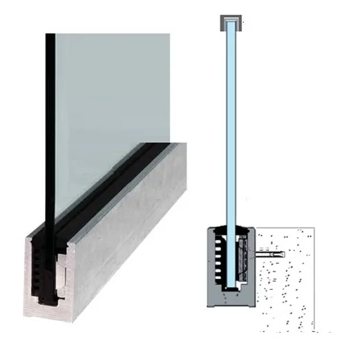 New design frameless tempered glass balcony railing with aluminum U channel glass railing system with LED light
