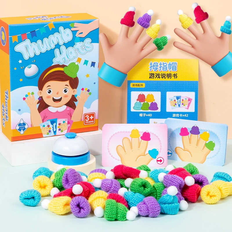 Children Educational Toy Colorful Thumb Hats Game Kindergarten Color Cognitive Parent-child Interactive Board Games for kids boy