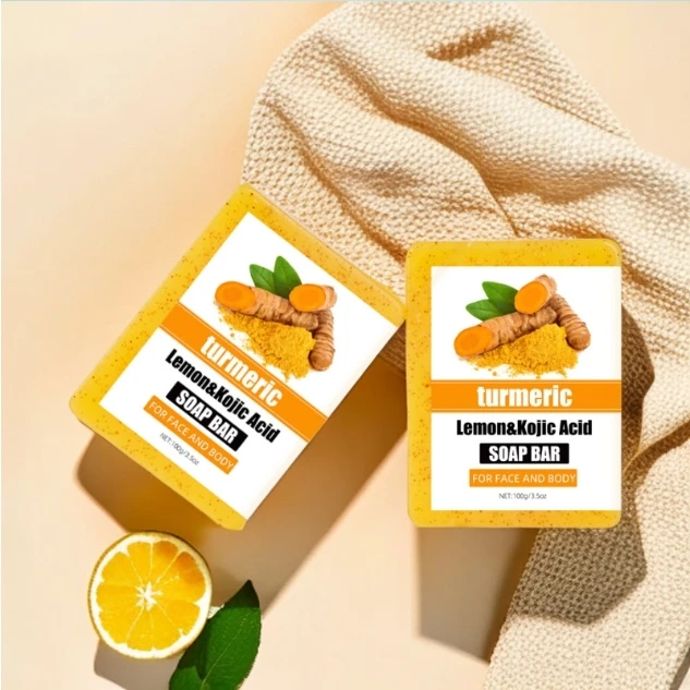 Face Bath Body Scrub Coconut Soap Bar Goat Milk Ginger Turmeric Soap Lemon Scrub Granular Kojic Acid Soap
