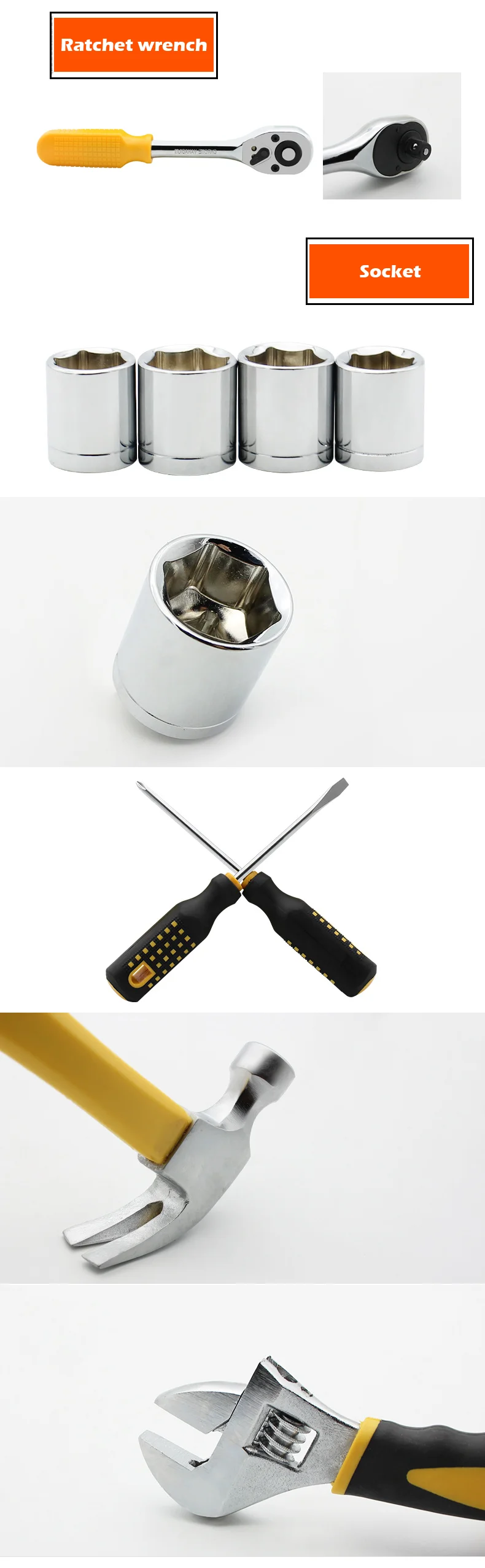 127pcs 3/8" 1/4" car repairing vehicle mechanical sets hand tools auto car tire repair tool kit set