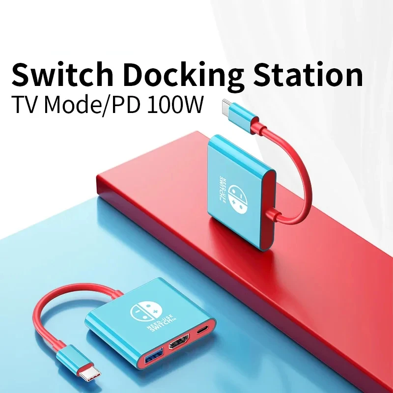 EONLINE 3D HDMI Multiport Adapter 3-in-1 Type-C Hub Thunderbolt HDMI 4K Output 100W PD Port for Nintendo Switch MacBook Pro