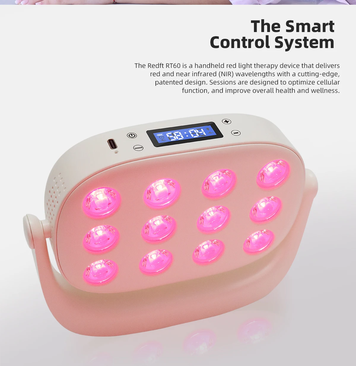 Redfy Mini Red Light Therapy Panel 630nm Portable Handheld Near Infrared Digital Display Panel Red Light Therapy Device